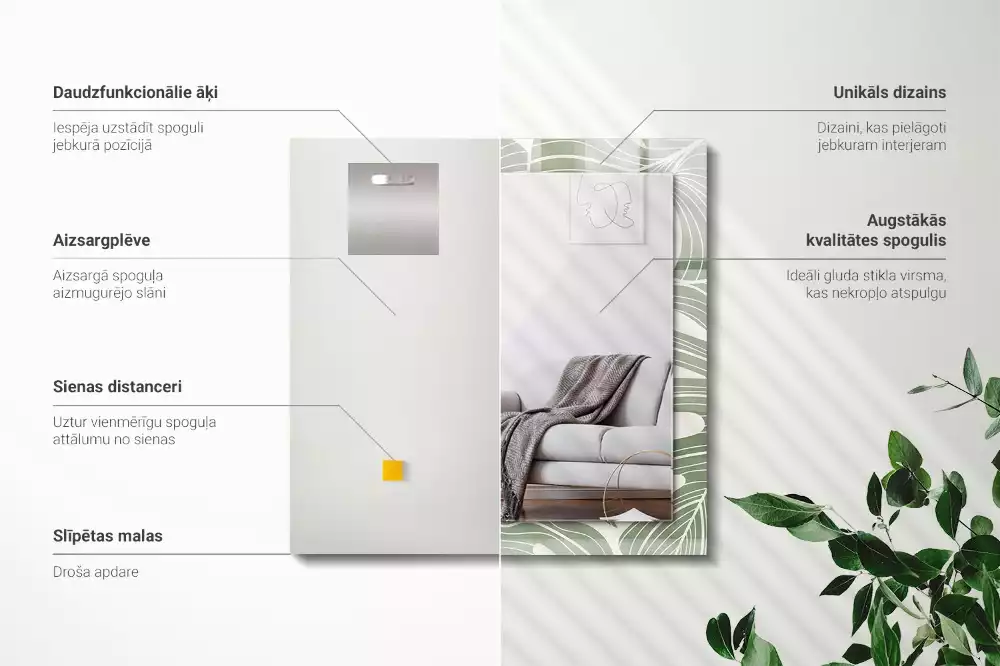 Decorațiuni de perete cu oglinzi Frunze de Monstera