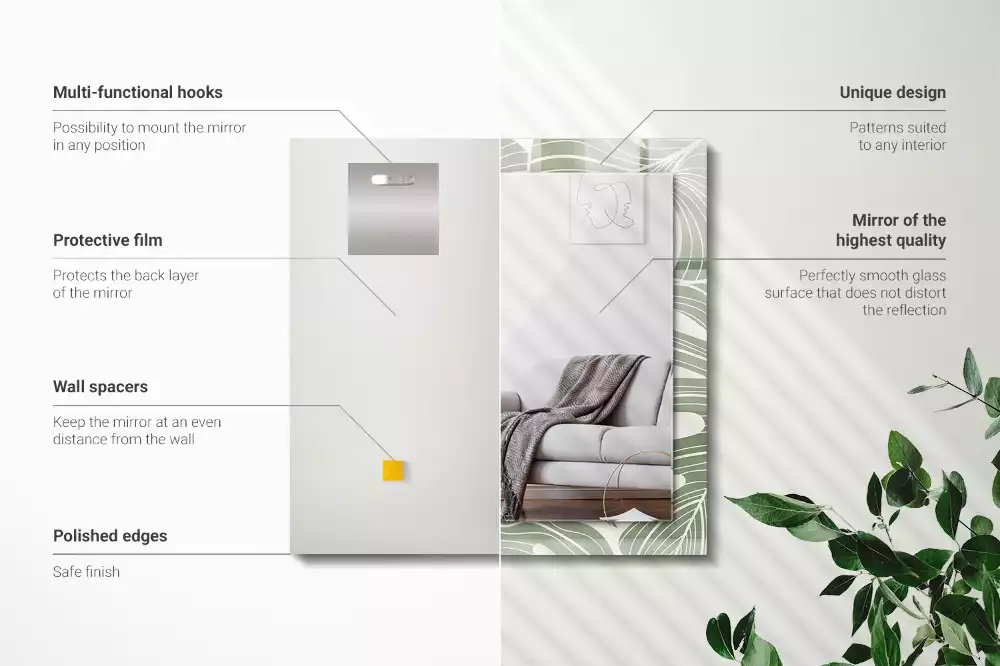 Decorațiuni de perete cu oglinzi Frunze de Monstera