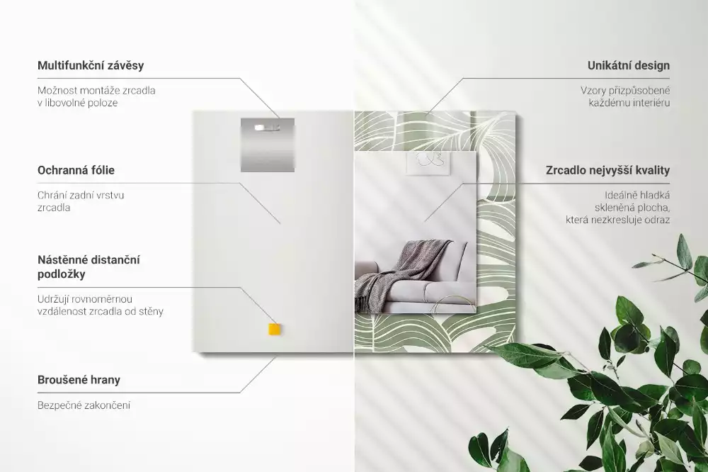 Decorațiuni de perete cu oglinzi Frunze de Monstera