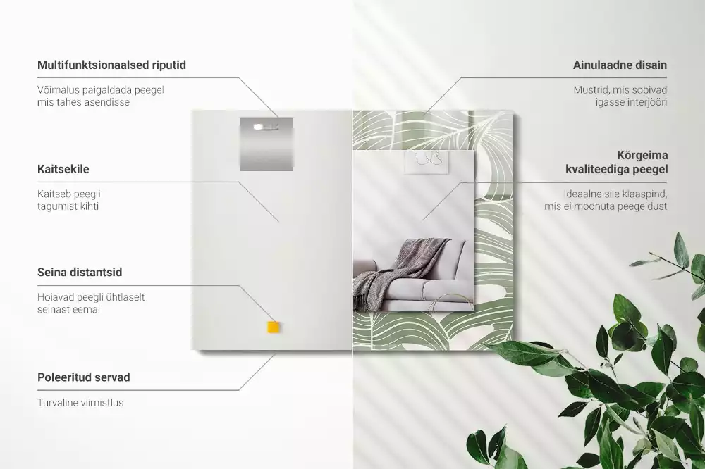 Decorațiuni de perete cu oglinzi Frunze de Monstera