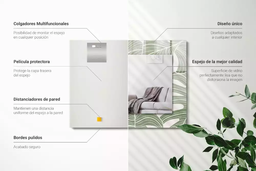 Decorațiuni de perete cu oglinzi Frunze de Monstera