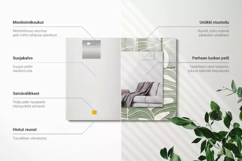 Decorațiuni de perete cu oglinzi Frunze de Monstera