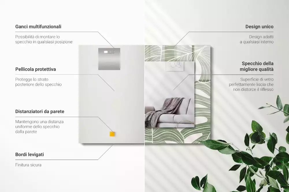 Decorațiuni de perete cu oglinzi Frunze de Monstera