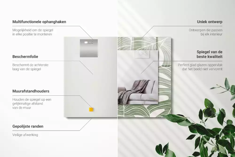 Decorațiuni de perete cu oglinzi Frunze de Monstera