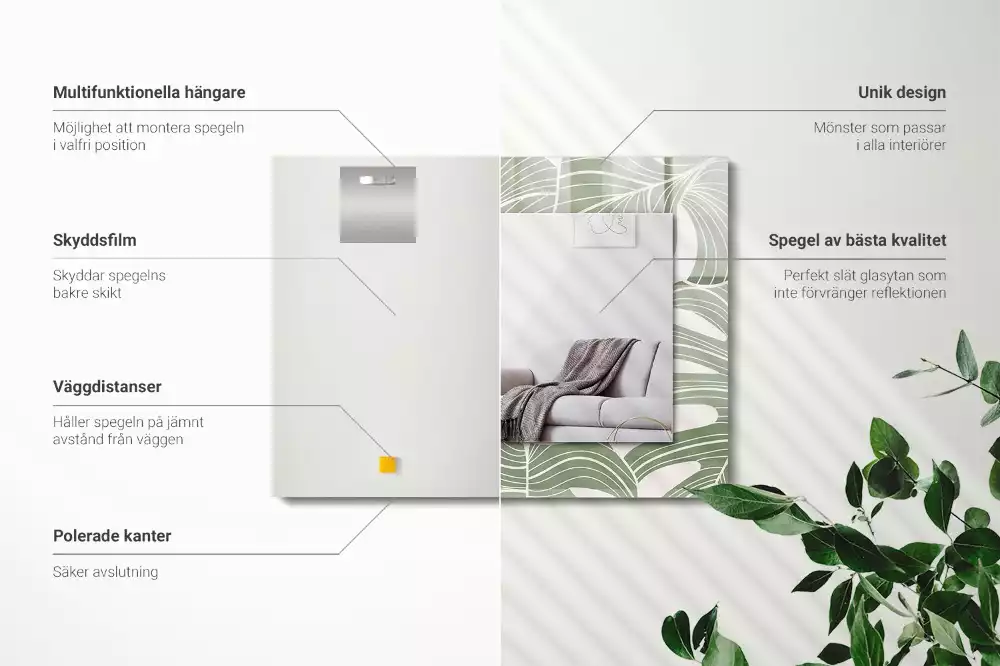 Decorațiuni de perete cu oglinzi Frunze de Monstera