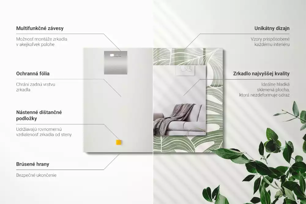 Decorațiuni de perete cu oglinzi Frunze de Monstera