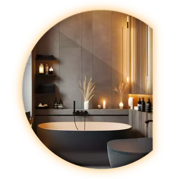 Oglindă cu cerc trunchiat atrăgător cu LED-uri