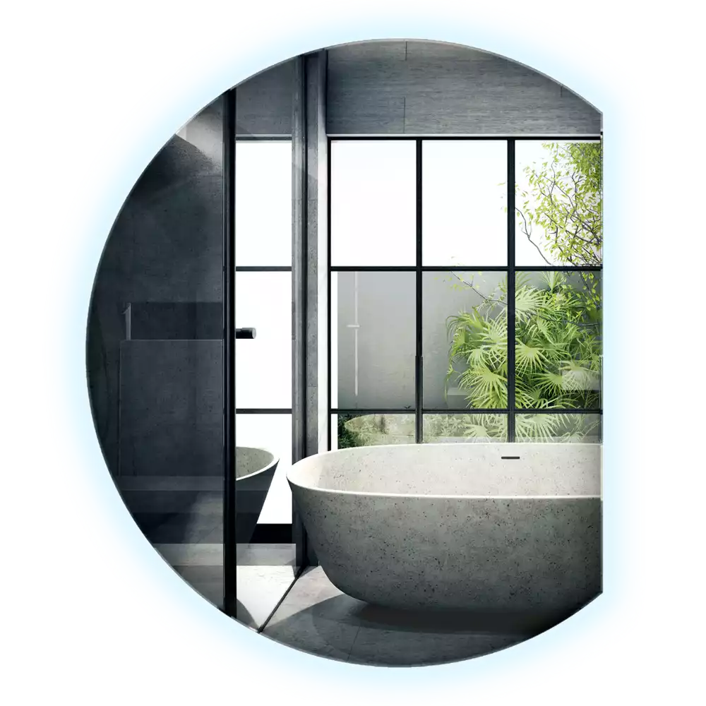 Oglindă cu cerc trunchiat atrăgător cu LED-uri