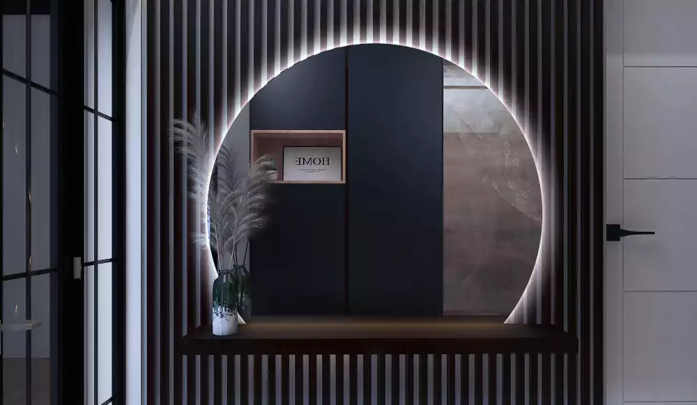 Oglindă cu cerc trunchiat atrăgător cu LED-uri