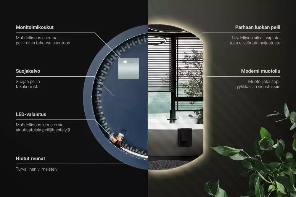 Oglindă cu cerc trunchiat atrăgător cu LED-uri