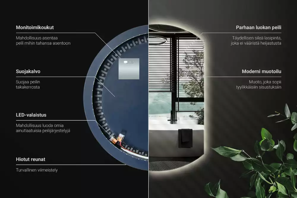 Oglindă cu cerc trunchiat atrăgător cu LED-uri