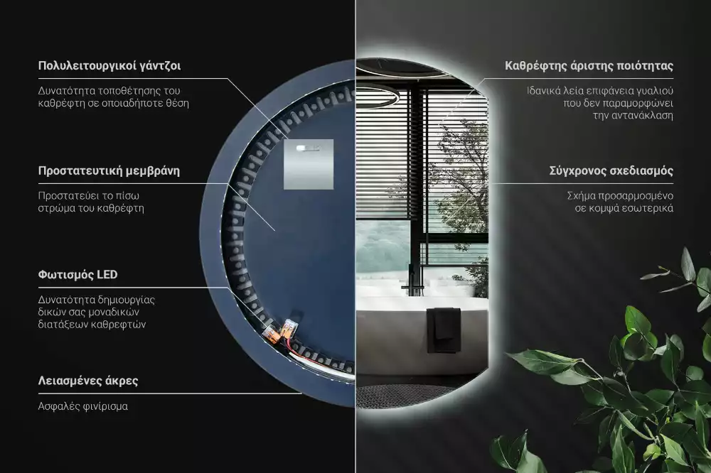 Oglindă cu cerc trunchiat atrăgător cu LED-uri