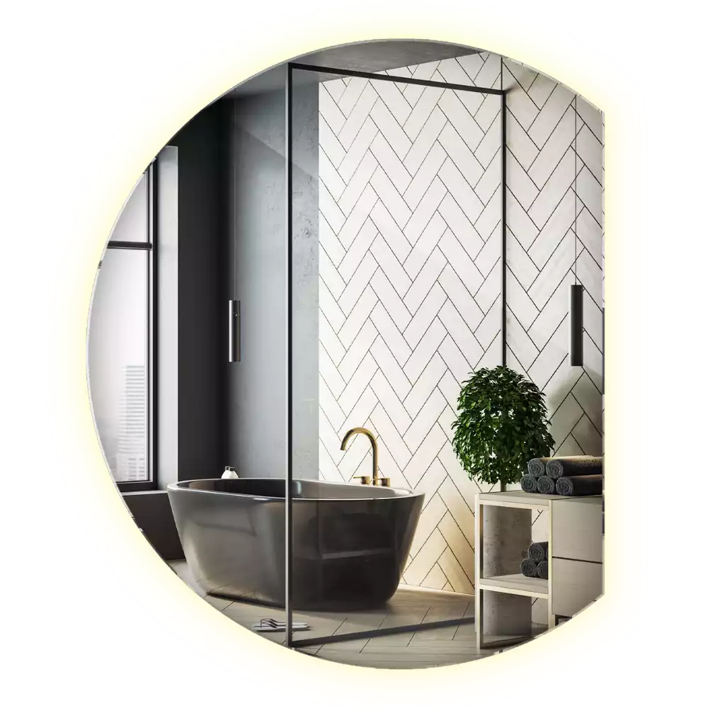 Oglindă cu cerc trunchiat atrăgător cu LED-uri