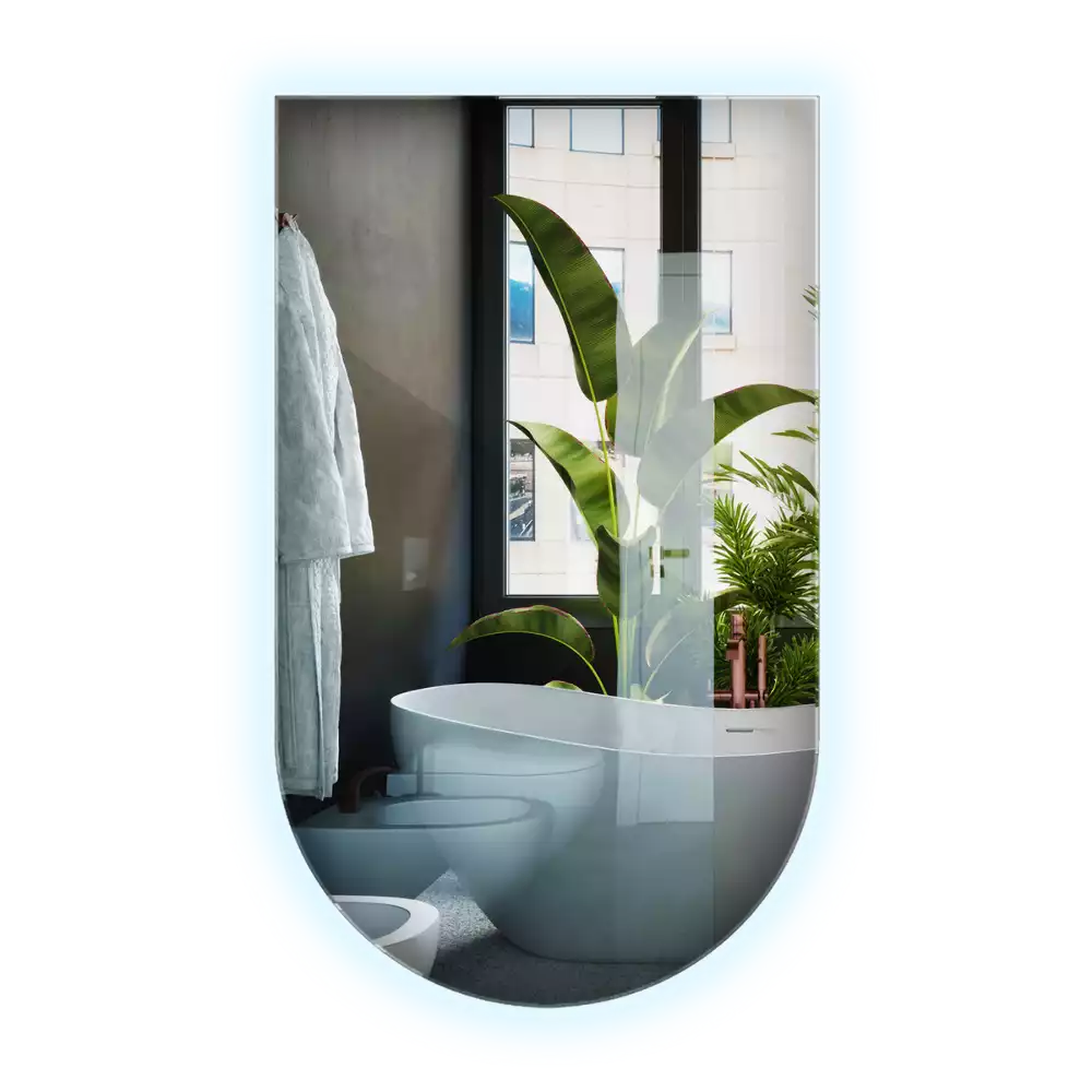 Oglindă semiovală cu iluminare de fundal LED