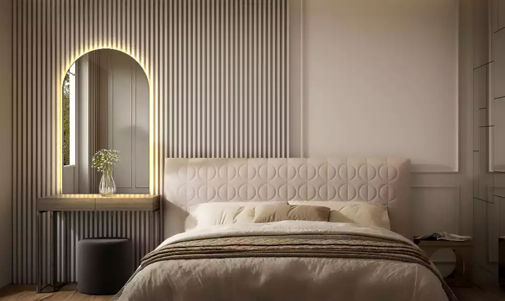 Oglindă semiovală cu iluminare de fundal LED