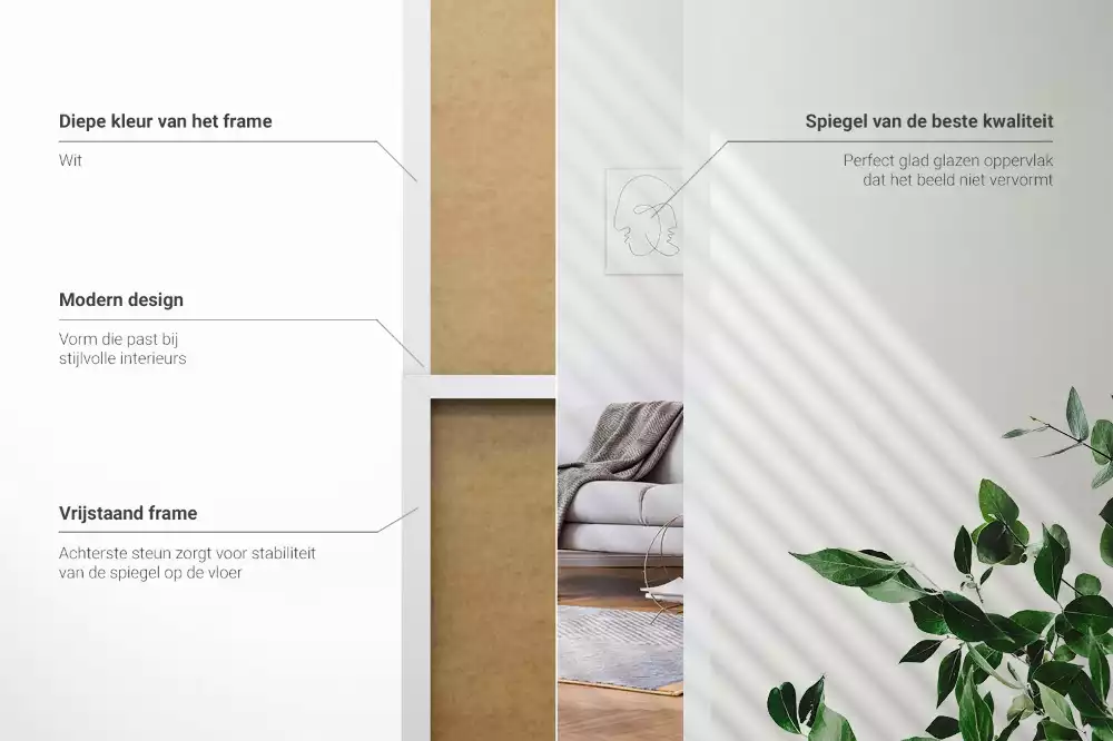 Oglindă de podea și ramă albă