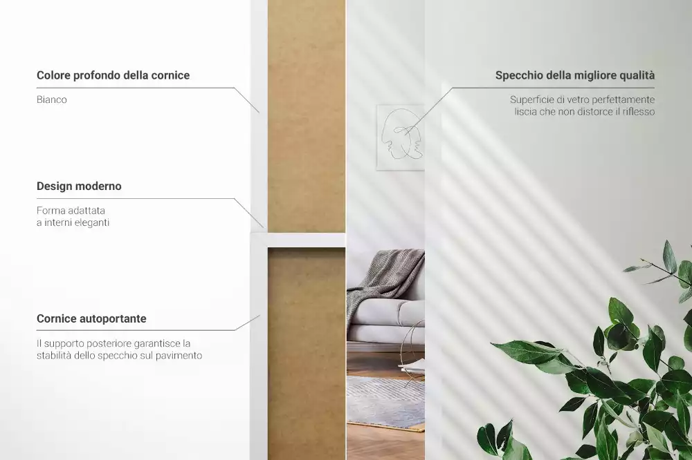 Oglindă de podea și ramă albă