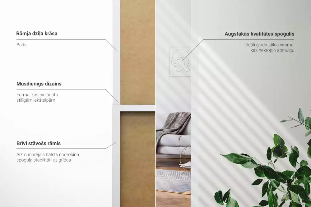 Oglindă de podea și ramă albă