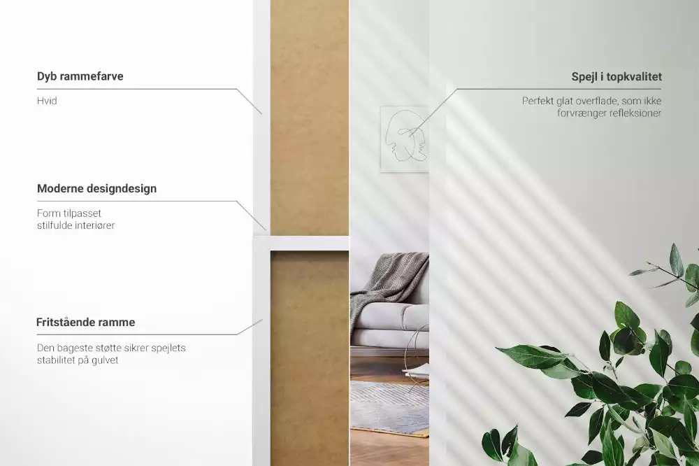 Oglindă de podea și ramă albă