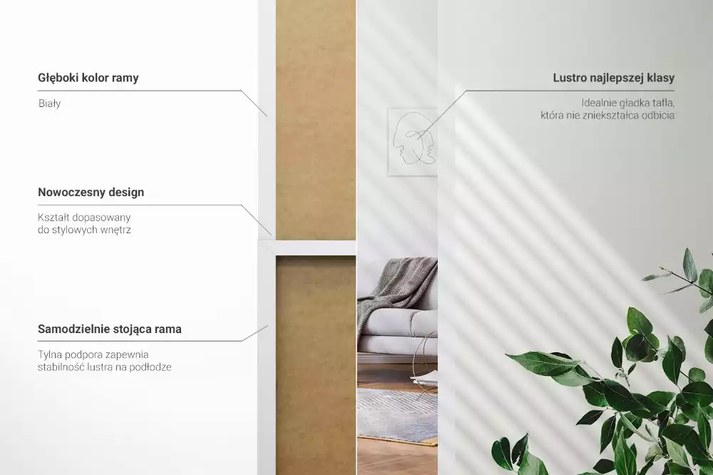 Oglindă de podea și ramă albă