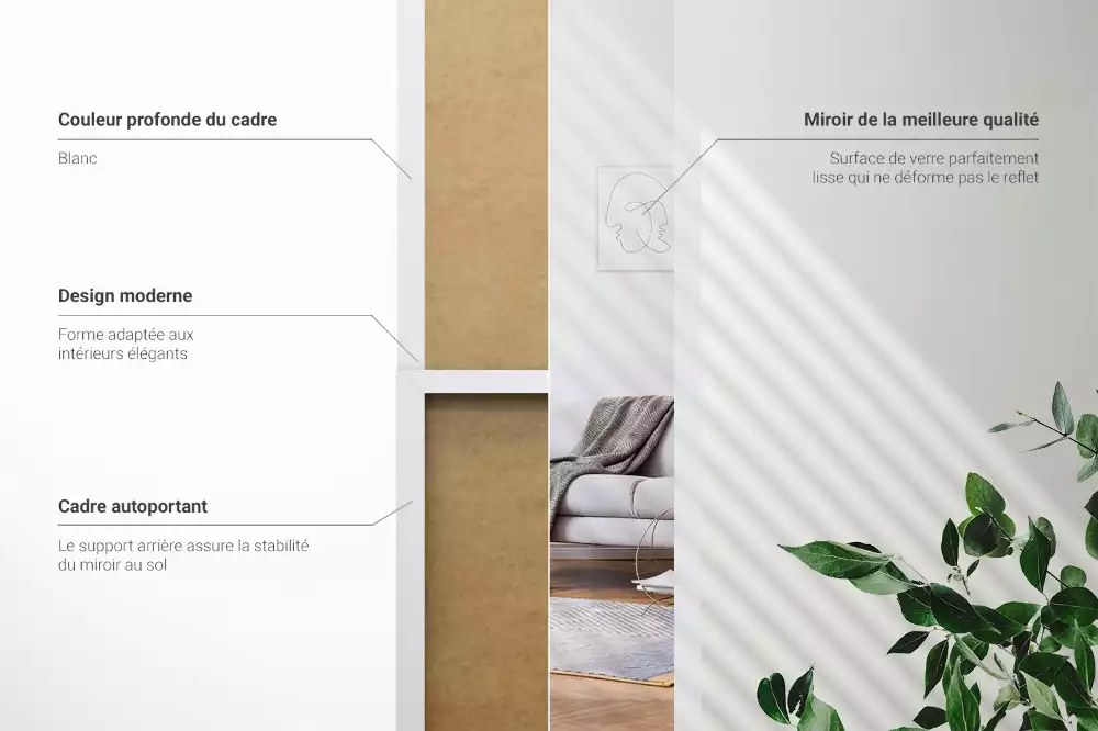 Oglindă de podea și ramă albă