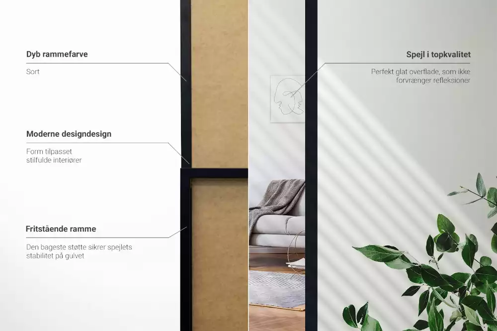 Oglindă cu suport și ramă neagră