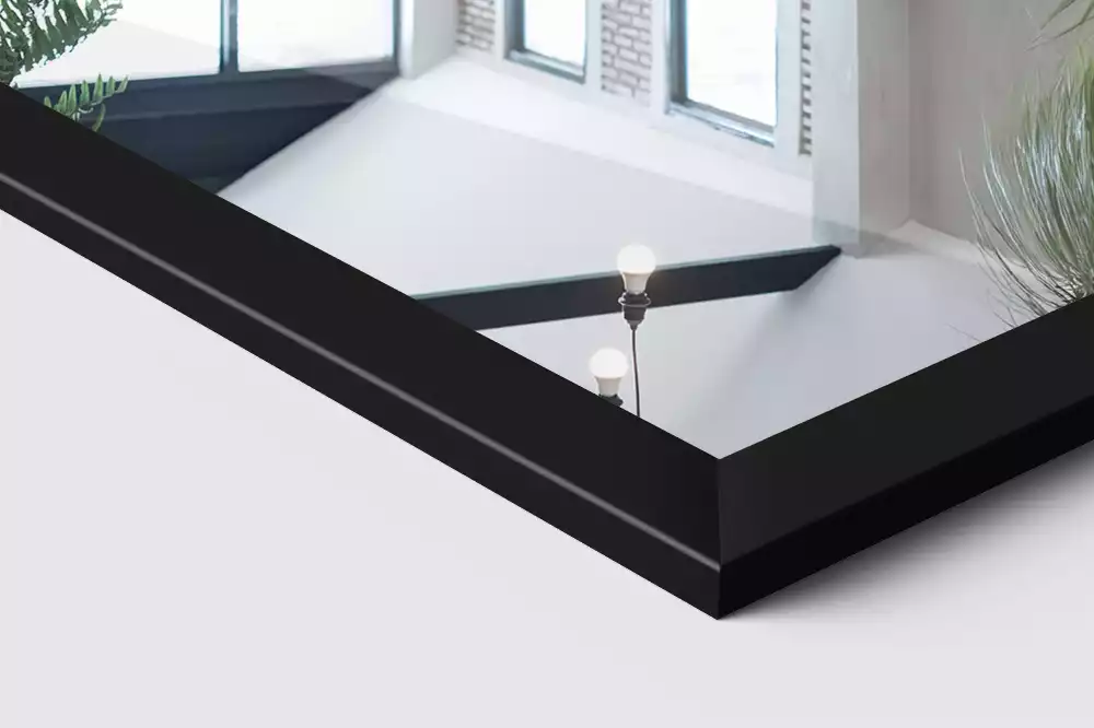 Oglindă cu suport și ramă neagră