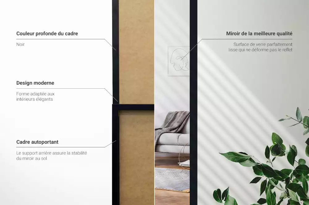 Oglindă cu suport și ramă neagră