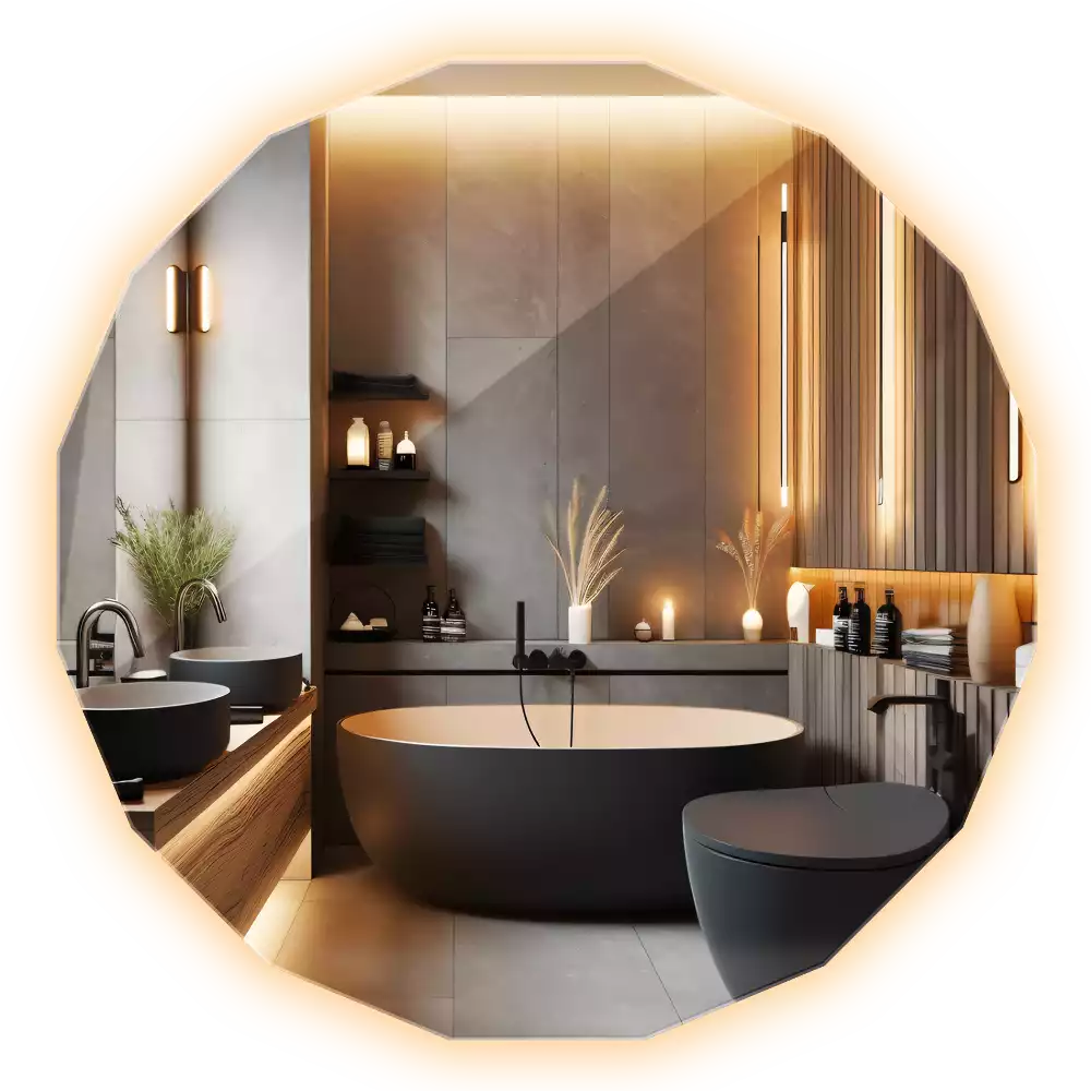 Oglindă poligonală cu iluminare LED