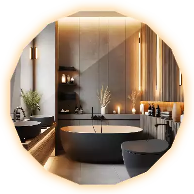 Oglindă poligonală cu iluminare LED