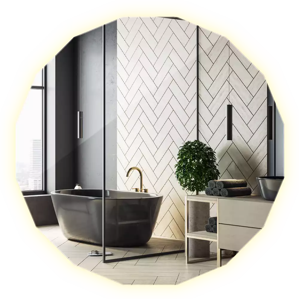 Oglindă poligonală cu iluminare LED