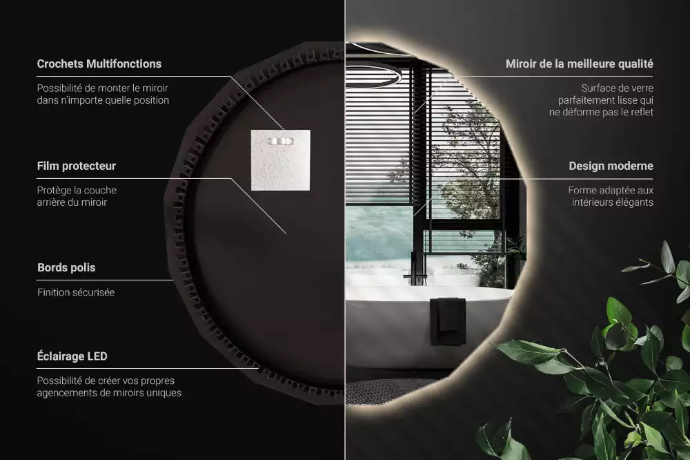 Oglindă poligonală cu iluminare LED