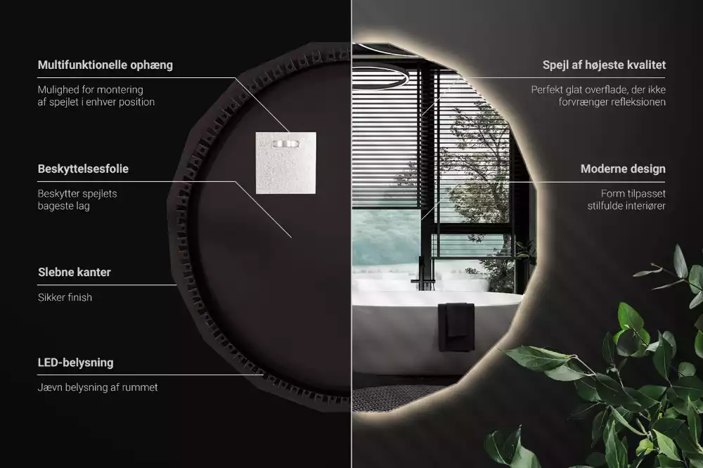 Oglindă poligonală cu iluminare LED