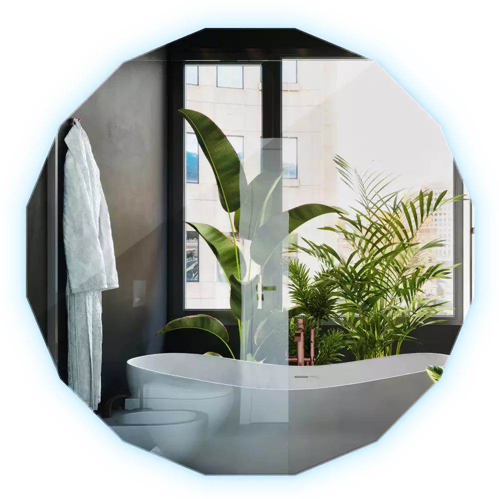 Oglindă poligonală cu iluminare LED