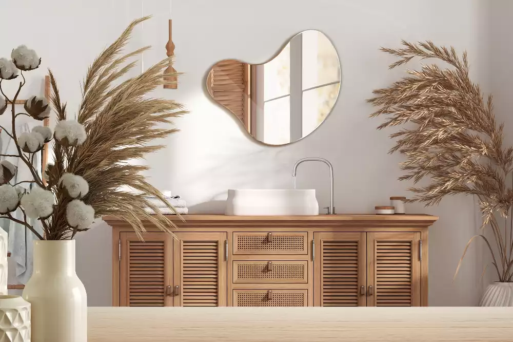 Oglindă în formă organică fără cadru atârnat