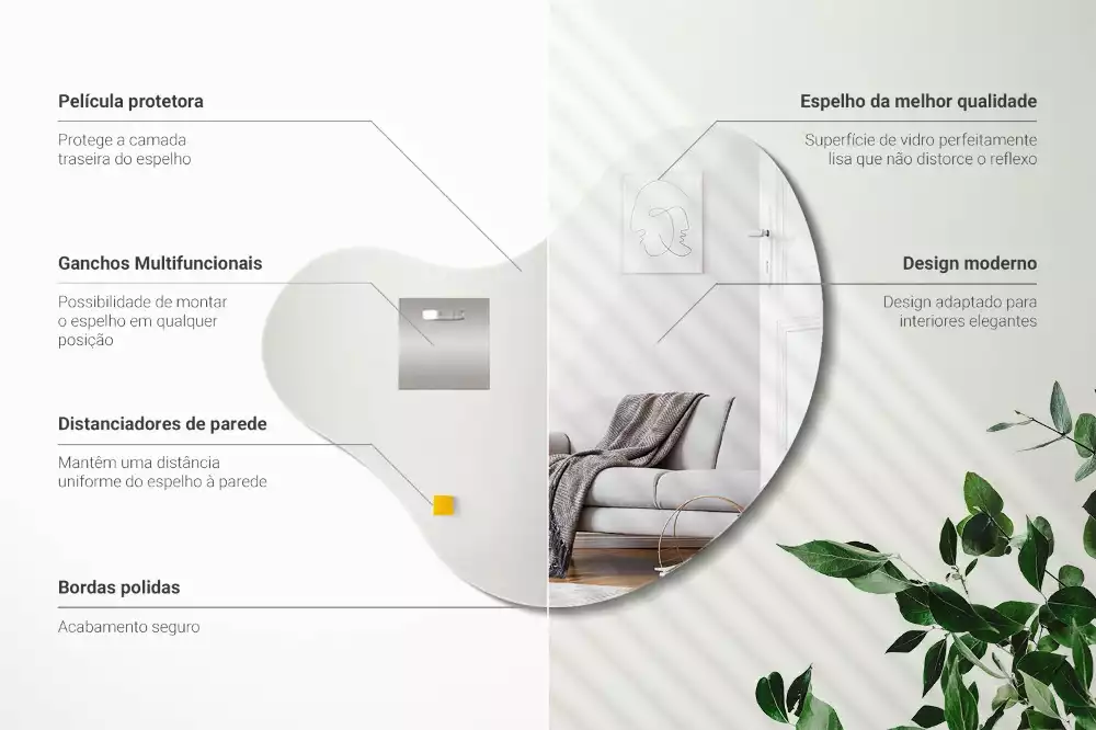 Oglindă în formă organică fără cadru atârnat