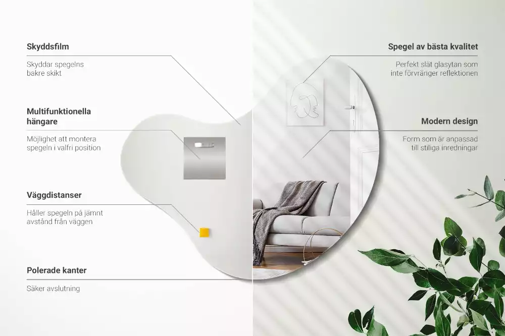 Oglindă în formă organică fără cadru atârnat