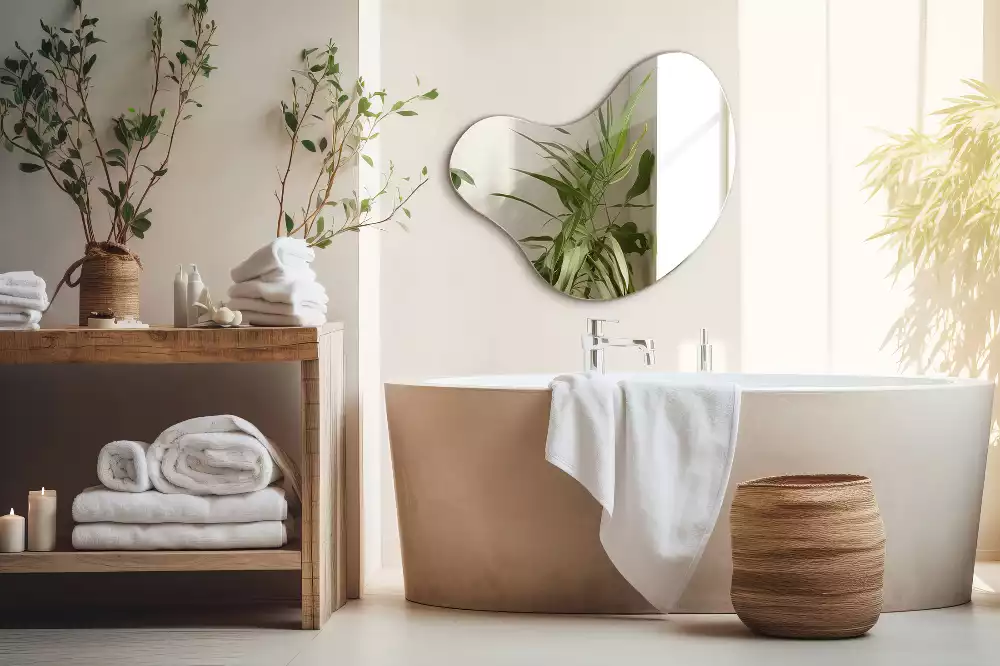 Oglindă în formă organică fără cadru atârnat