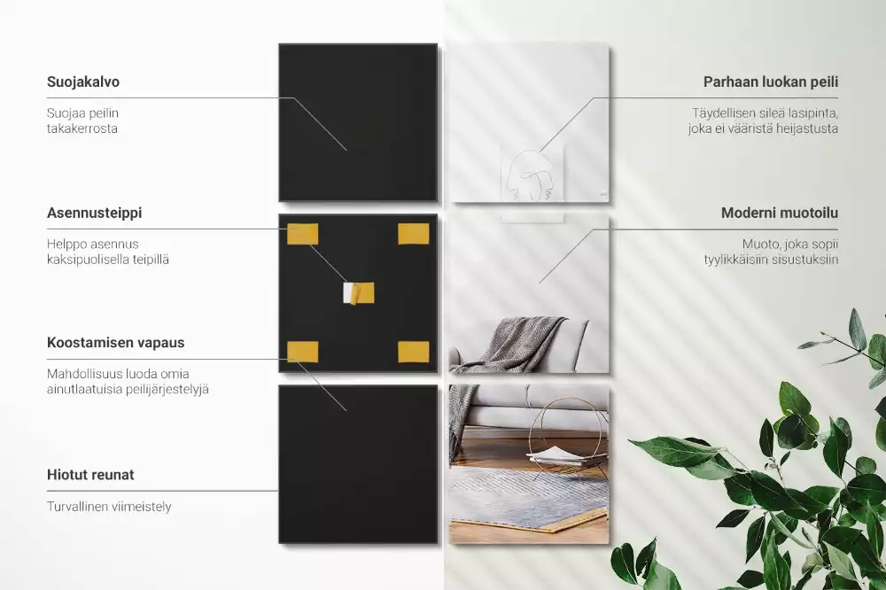 Faianta oglindă decorativă pătrate