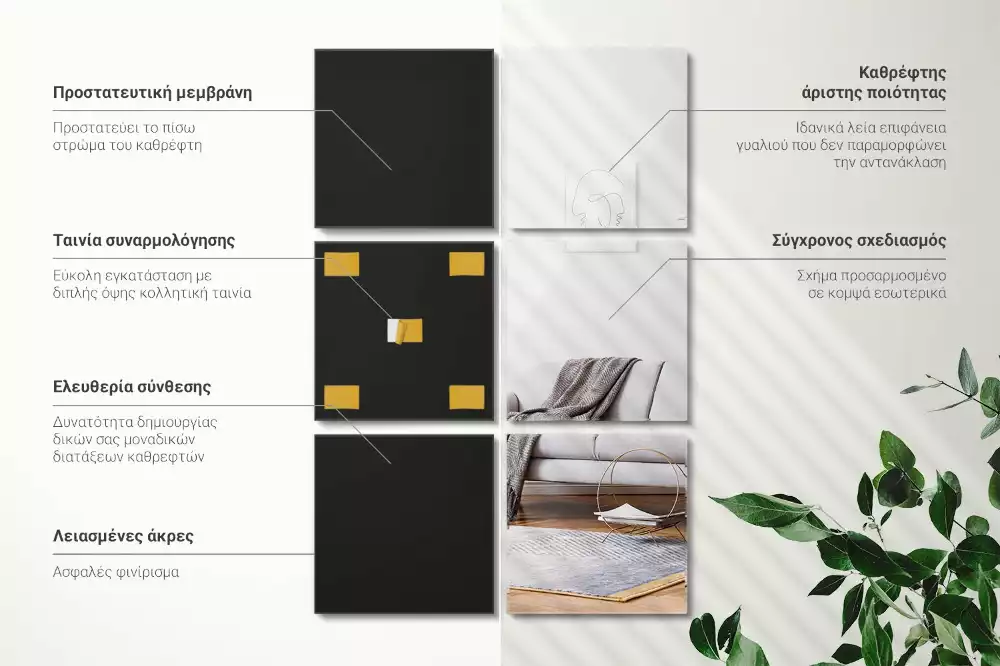 Faianta oglindă decorativă pătrate